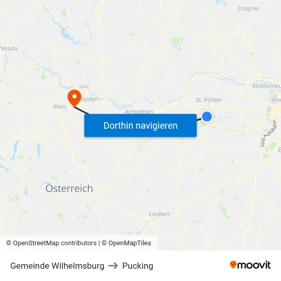 Gemeinde Wilhelmsburg to Pucking map
