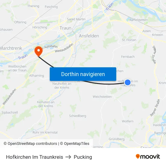 Hofkirchen Im Traunkreis to Pucking map