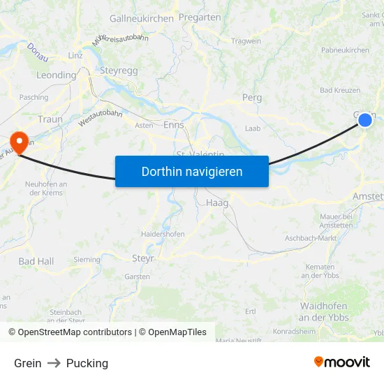 Grein to Pucking map