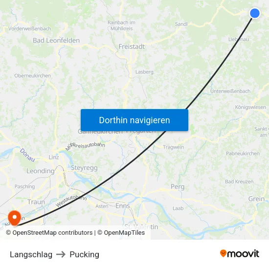 Langschlag to Pucking map