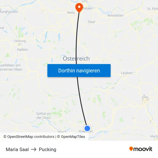 Maria Saal to Pucking map