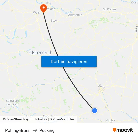 Pölfing-Brunn to Pucking map
