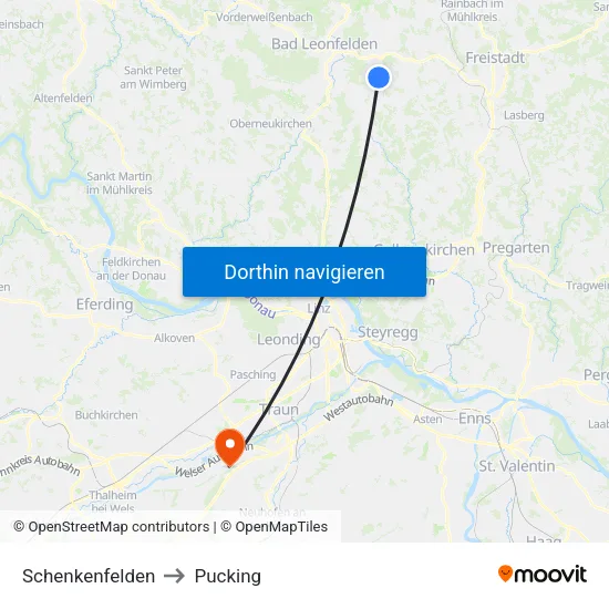 Schenkenfelden to Pucking map