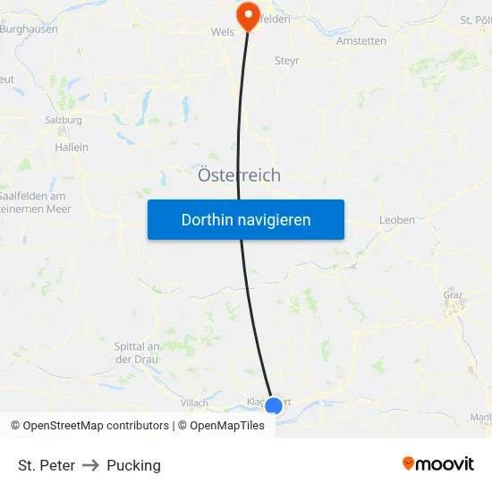 St. Peter to Pucking map