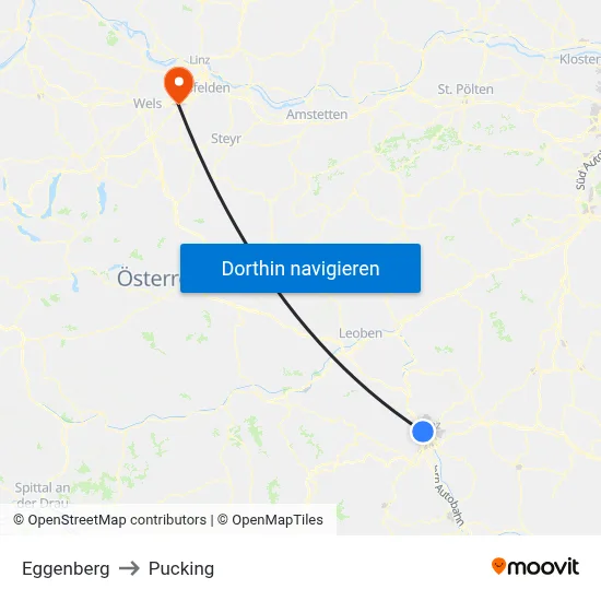 Eggenberg to Pucking map