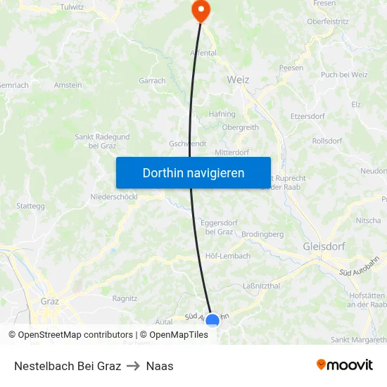 Nestelbach Bei Graz to Naas map