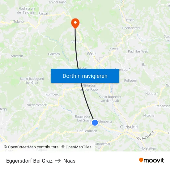 Eggersdorf Bei Graz to Naas map