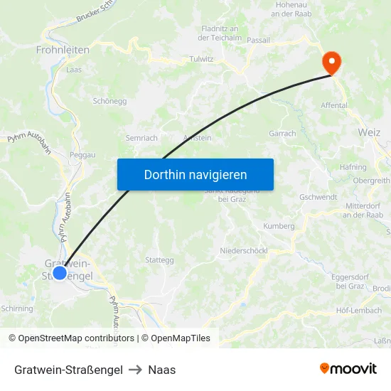 Gratwein-Straßengel to Naas map