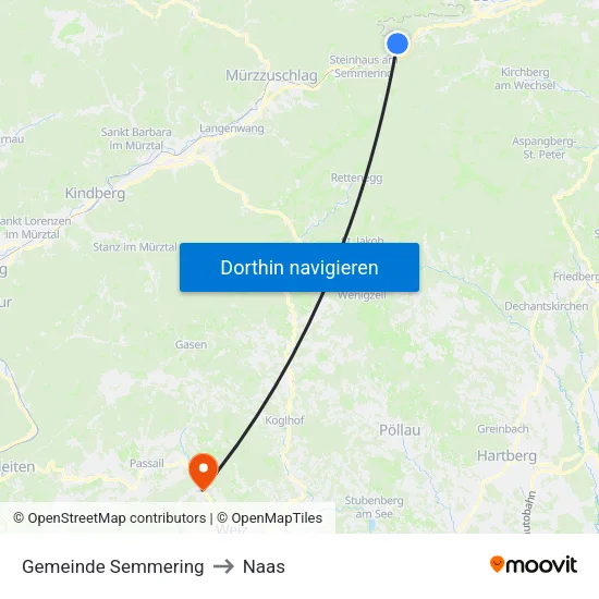 Gemeinde Semmering to Naas map