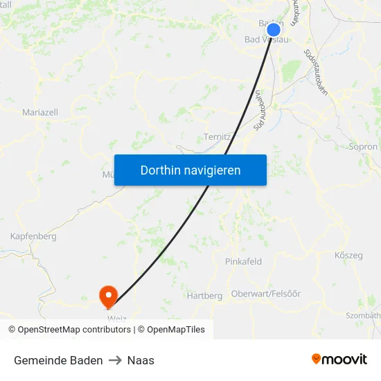 Gemeinde Baden to Naas map
