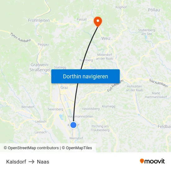 Kalsdorf to Naas map