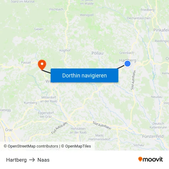 Hartberg to Naas map