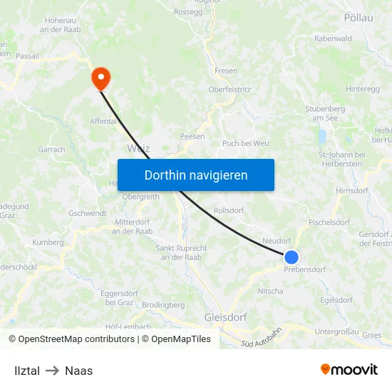 Ilztal to Naas map