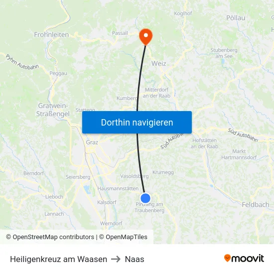 Heiligenkreuz am Waasen to Naas map