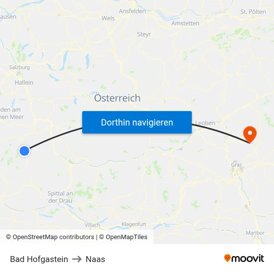 Bad Hofgastein to Naas map