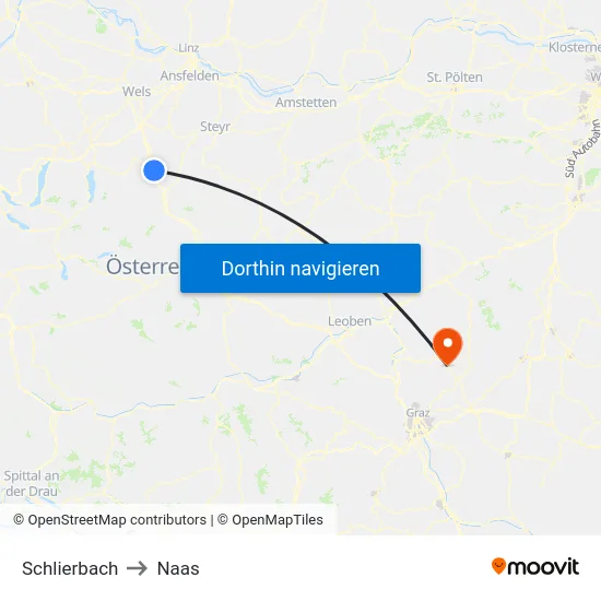 Schlierbach to Naas map