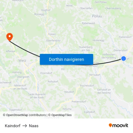 Kaindorf to Naas map