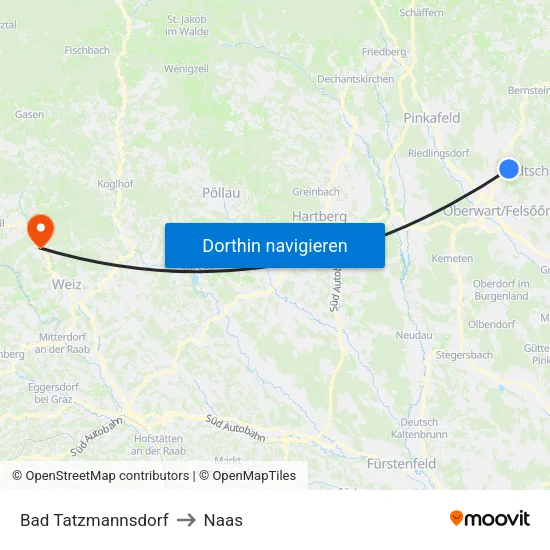 Bad Tatzmannsdorf to Naas map