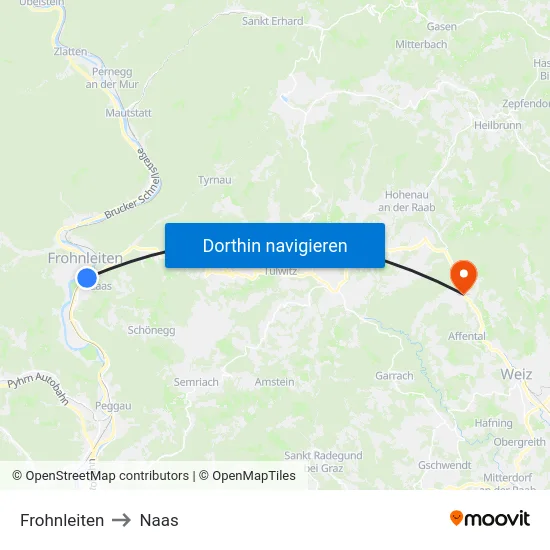 Frohnleiten to Naas map