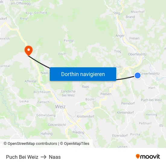 Puch Bei Weiz to Naas map