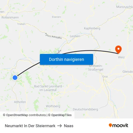Neumarkt In Der Steiermark to Naas map
