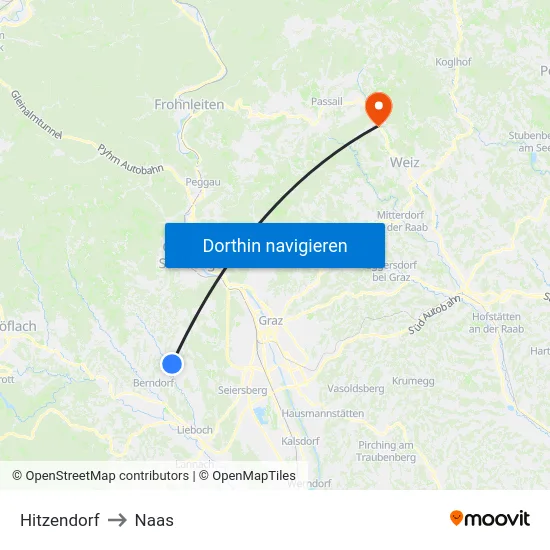 Hitzendorf to Naas map