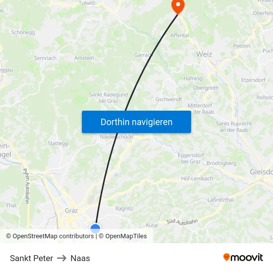 Sankt Peter to Naas map