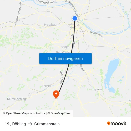 19., Döbling to Grimmenstein map