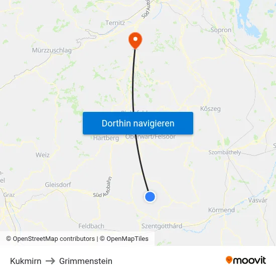 Kukmirn to Grimmenstein map