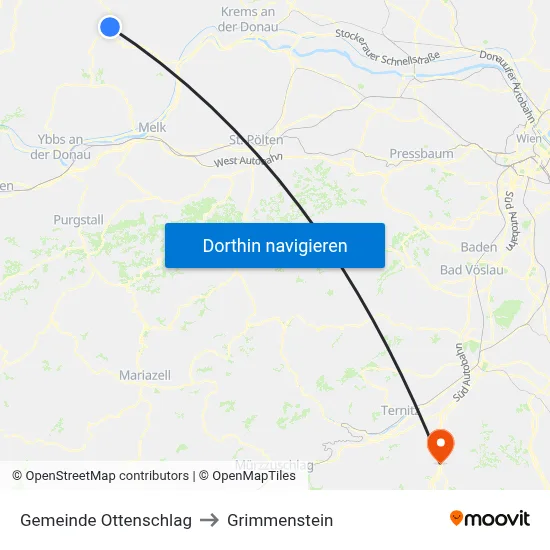 Gemeinde Ottenschlag to Grimmenstein map