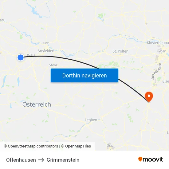 Offenhausen to Grimmenstein map
