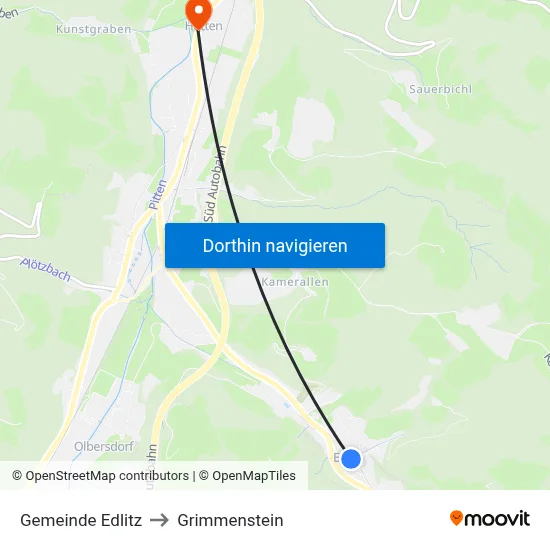 Gemeinde Edlitz to Grimmenstein map