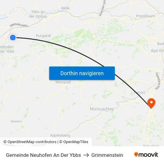 Gemeinde Neuhofen An Der Ybbs to Grimmenstein map