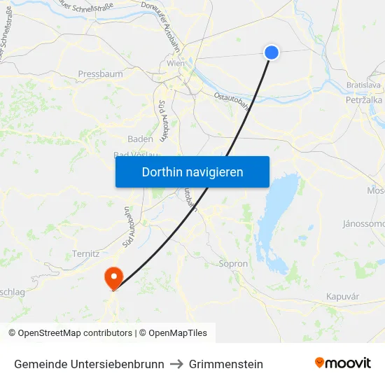 Gemeinde Untersiebenbrunn to Grimmenstein map