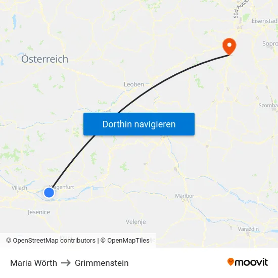 Maria Wörth to Grimmenstein map