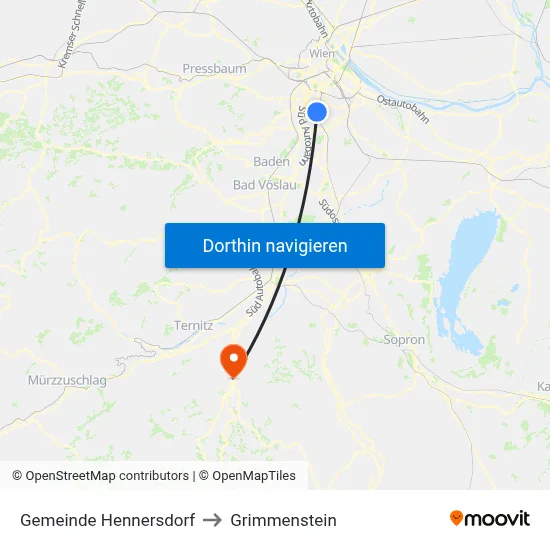 Gemeinde Hennersdorf to Grimmenstein map