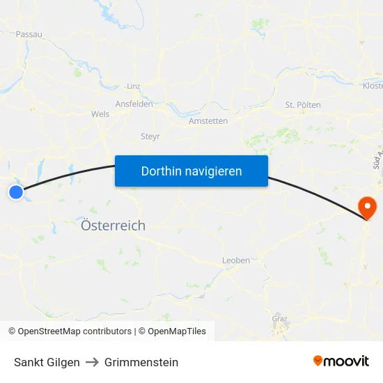Sankt Gilgen to Grimmenstein map