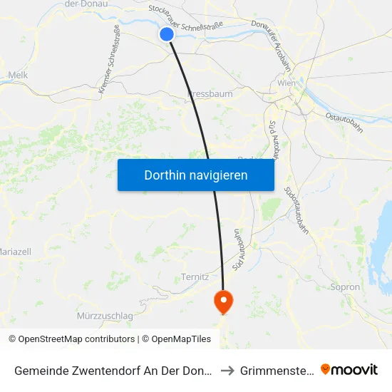 Gemeinde Zwentendorf An Der Donau to Grimmenstein map