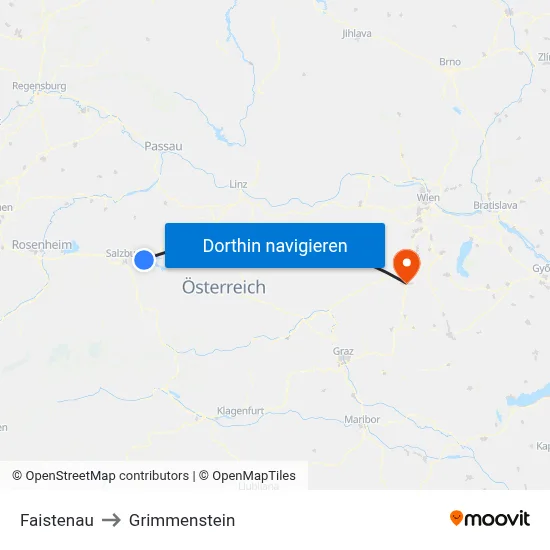 Faistenau to Grimmenstein map