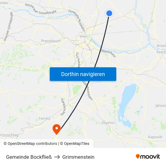 Gemeinde Bockfließ to Grimmenstein map