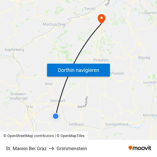 St. Marein Bei Graz to Grimmenstein map