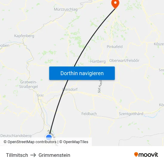 Tillmitsch to Grimmenstein map