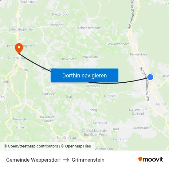 Gemeinde Weppersdorf to Grimmenstein map