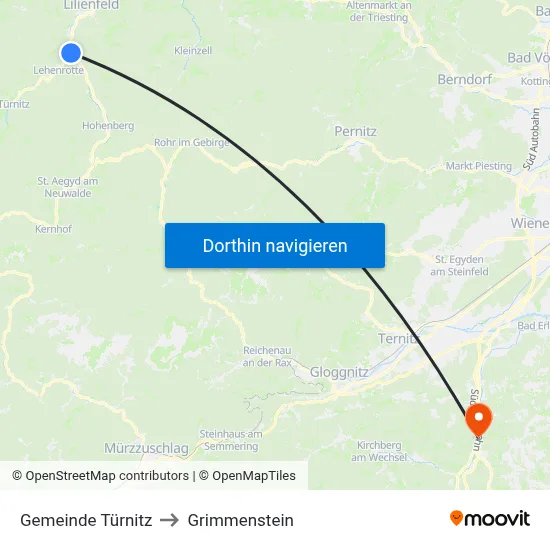 Gemeinde Türnitz to Grimmenstein map