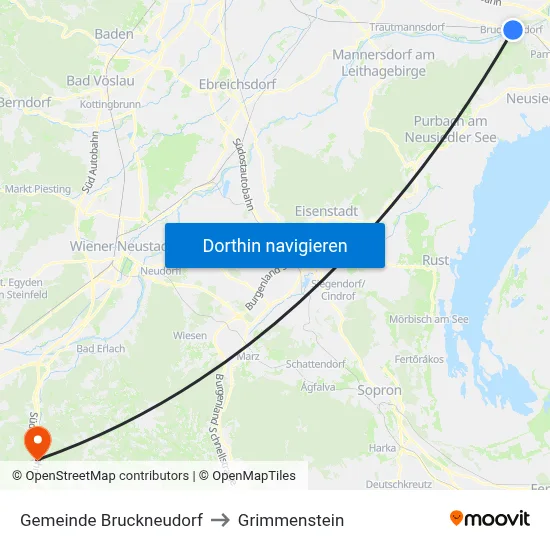 Gemeinde Bruckneudorf to Grimmenstein map