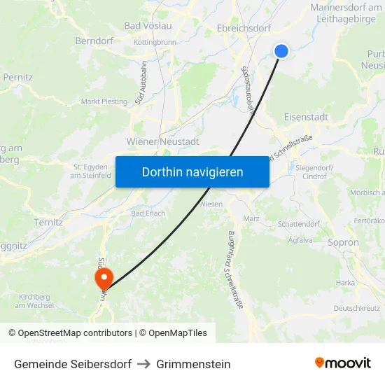 Gemeinde Seibersdorf to Grimmenstein map