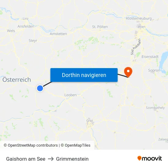 Gaishorn am See to Grimmenstein map