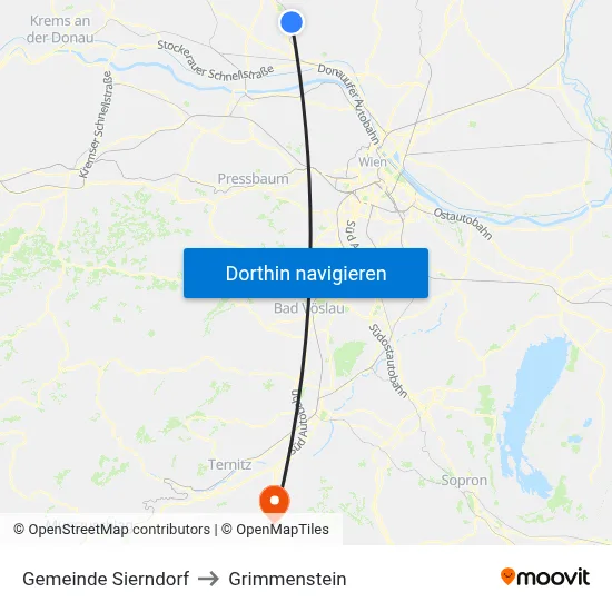 Gemeinde Sierndorf to Grimmenstein map