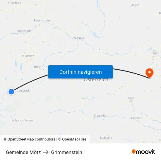 Gemeinde Mötz to Grimmenstein map