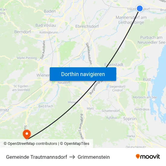 Gemeinde Trautmannsdorf to Grimmenstein map